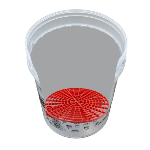 Detailer Balde Transparente para Lavagem com Separador de Partículas Vermelho (19 Litros)