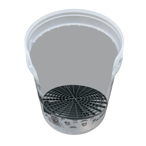 Detailer Balde Transparente para Lavagem com Separador de Partículas Preto (19 Litros)