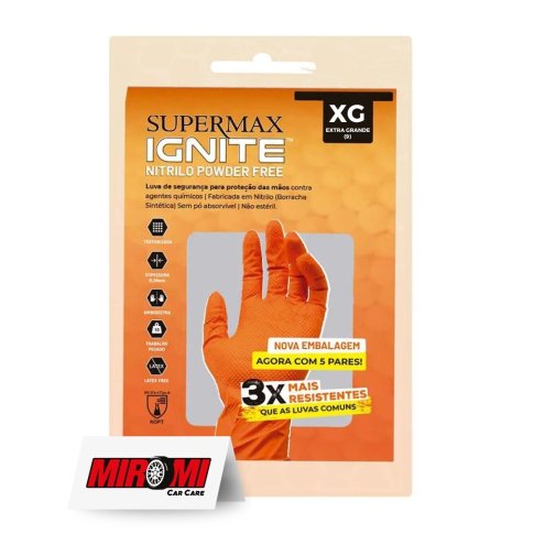 Supermax Luva Nitrílica Ignite Laranja - Tamanho XG 9 (5 Unidades)