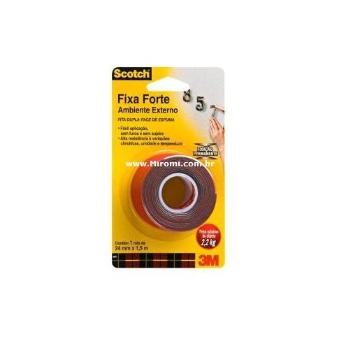3M Fita Fixa Forte Dupla-Face (24mm x 1,5m) - Uso em Ambiente Externo 4411 - LIQUIDAÇÃO