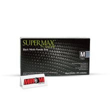 Supermax Luva Preta Nitrílica Black - Tamanho M 7 (Caixa 100 unidades)